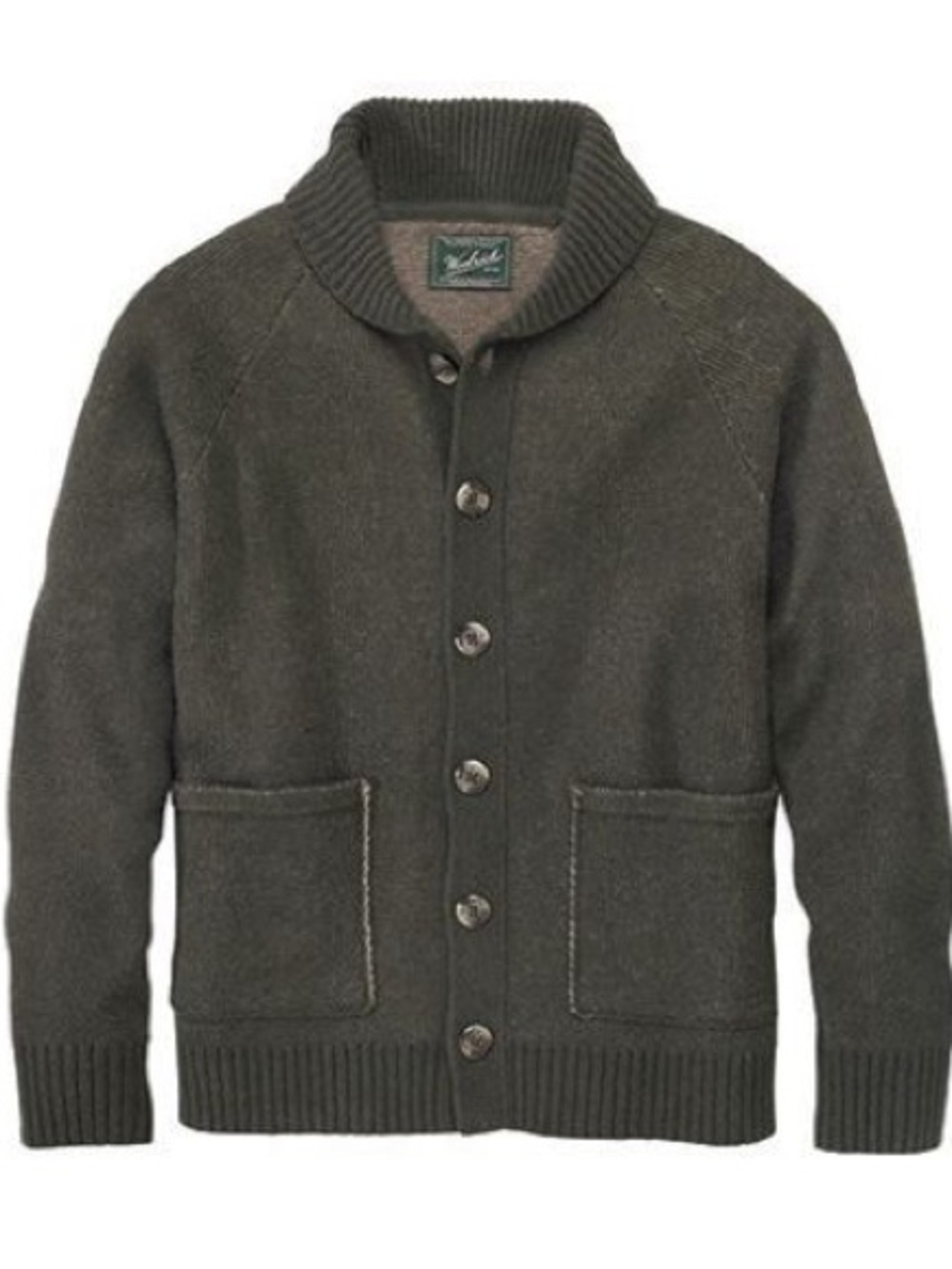 Woolrich Lambswool Shawl Collar Cardigan Sweater Charcoal Gray Men’s L